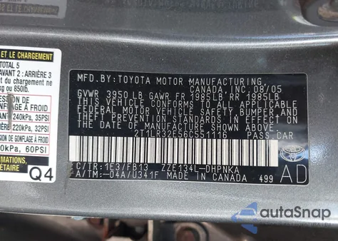 2006 Toyota Matrix Xr from USA, damaged, VIN 2T1LR32E56C551116